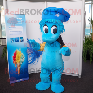 Sky Blue Sea Horse mascotte...