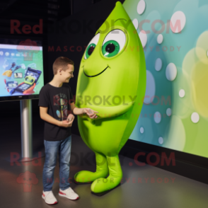 Lime Green Stingray mascot costume character dressed with a Skinny Jeans and Watches
