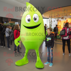 Lime Green Stingray mascot costume character dressed with a Skinny Jeans and Watches