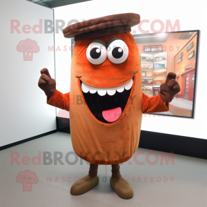 Rust Hamburger mascot costume character dressed with a Jacket and Ties