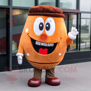 Rust Hamburger mascot costume character dressed with a Jacket and Ties