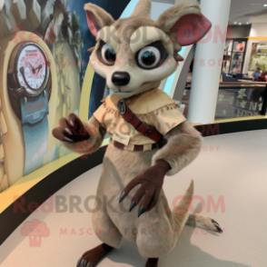 Tan Chupacabra mascot costume character dressed with a Dress and Bracelet watches