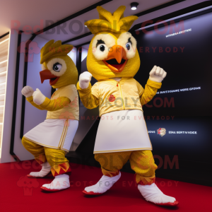 Gold Rooster maskot drakt...