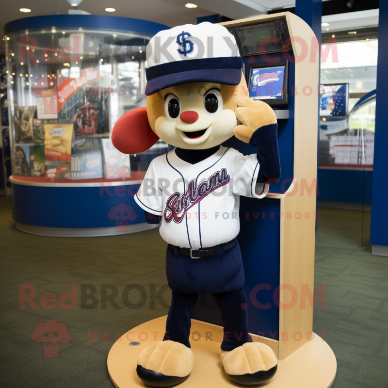 Navy Phone mascot costume character dressed with a Baseball Tee and Headbands Navy Phone mascot costume character dressed with a Baseball Tee and Headbands