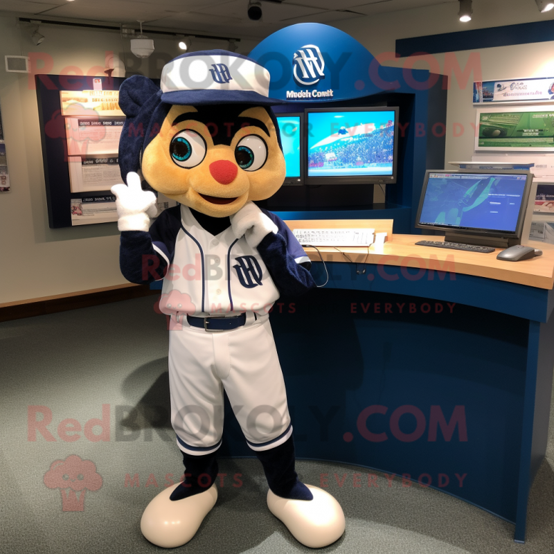 Navy Phone mascot costume character dressed with a Baseball Tee and Headbands Navy Phone mascot costume character dressed with a Baseball Tee and Headbands