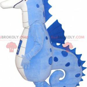 Velmi úspěšný maskot modrý a bílý mořský koník - Redbrokoly.com