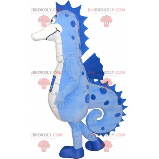 Mascotte d'hippocampe bleu et blanc très réussi - Redbrokoly.com