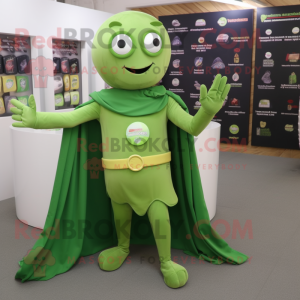 Olive Superhero mascot costume character dressed with a Midi Dress and Bracelets