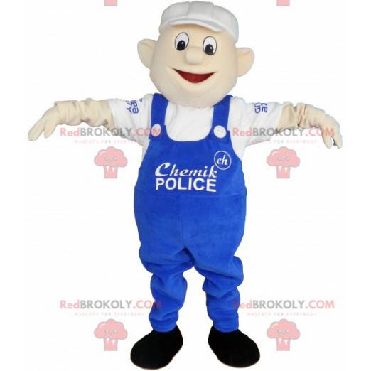 Man schilder werknemer mascotte in overall - Redbrokoly.com