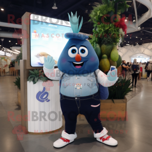 Navy Ceviche mascot costume character dressed with a Mom Jeans and Smartwatches