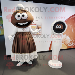 Brown Plate Spinner mascot costume character dressed with a Wedding Dress and Anklets