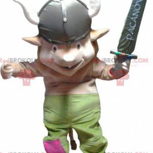 Maskot skřítek Gnome ve vikingském oblečení - Redbrokoly.com