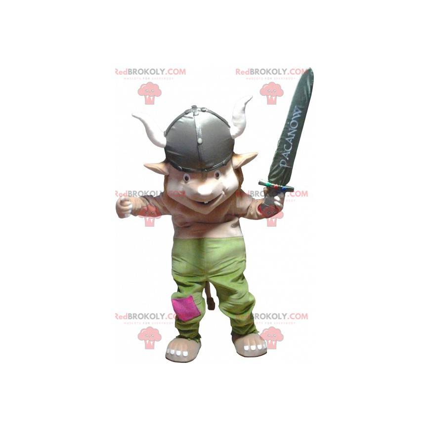 Mascotte de lutin de gnome en tenue de Viking - Redbrokoly.com