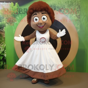 Brown Plate Spinner mascot costume character dressed with a Wedding Dress and Anklets