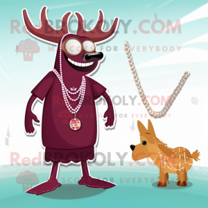 Maroon Elk maskot kostume...