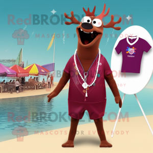 Maroon Elk maskot kostume...