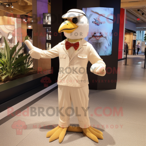 Beige Gull maskot kostume...