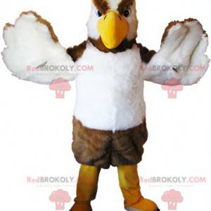 Mascotte de vautour d'oiseau bleu et blanc intimidant -