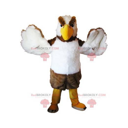 Mascote do abutre-pássaro azul e branco intimidante -