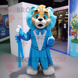 Cyan Lion mascotte kostuum...