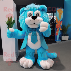 Cyan Lion mascotte kostuum...