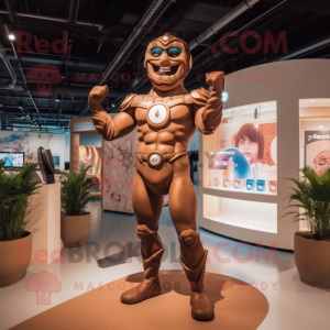 Brown Superhero mascot costume character dressed with a Bikini and Anklets