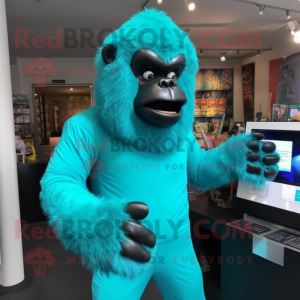 Turquoise Gorilla mascotte...
