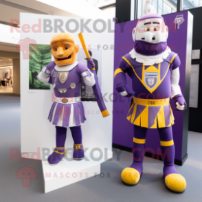 Lavender Swiss Guard mascot costume character dressed with a Rugby Shirt and Scarf clips