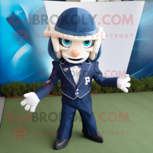 Navy American Football Helmet mascot costume character dressed with a Suit and Bow ties