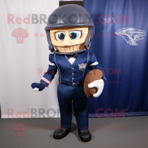 Navy American Football Helmet mascot costume character dressed with a Suit and Bow ties