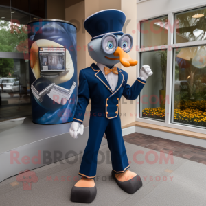 Navy American Football Helmet mascot costume character dressed with a Suit and Bow ties