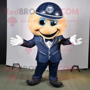 Navy American Football Helmet mascot costume character dressed with a Suit and Bow ties