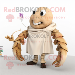 Beige Hermit Crab mascot costume character dressed with a Chinos and Earrings