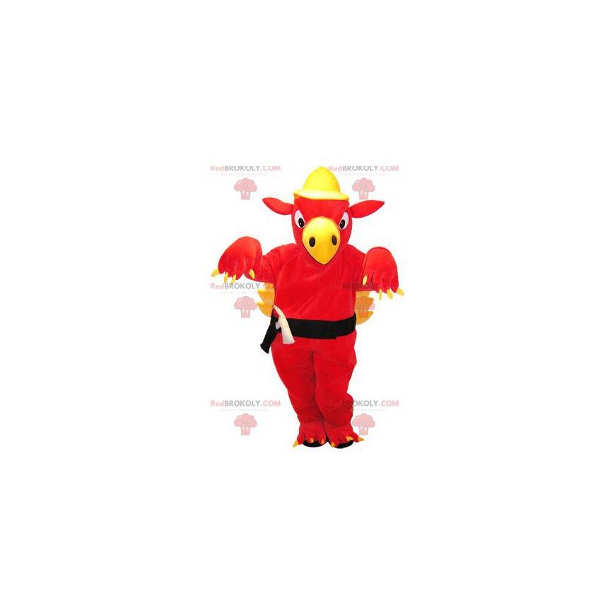 Mascote gigante dragão vermelho e amarelo - Redbrokoly.com