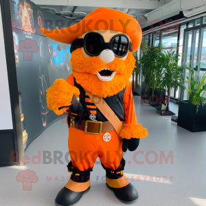 Orange Pirat maskot kostume...