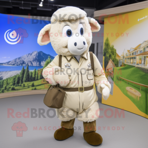 Cream Ram maskot kostume...