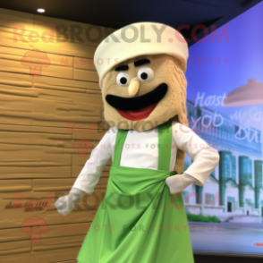 Cream Falafel mascot costume character dressed with a Windbreaker and Headbands