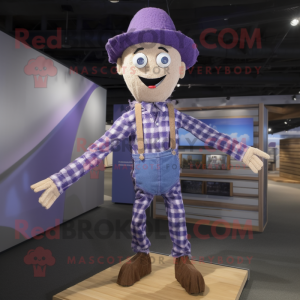 Lavender Tightrope Walker mascot costume character dressed with a Flannel Shirt and Rings