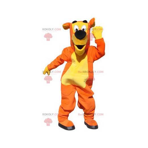 Mascotte de tigre orange jaune et noir sans rayures -