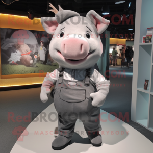 Gray Pig mascotte kostuum...