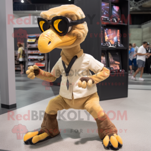 Tan Utahraptor maskot...