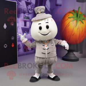 Gray Turnip mascot costume character dressed with a Bomber Jacket and Anklets