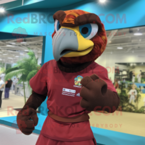 Brown Macaw mascot costume character dressed with a Rash Guard and Cummerbunds