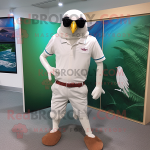 White Pheasant mascot costume character dressed with a Bermuda Shorts and Sunglasses