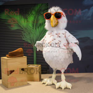 White Pheasant mascot costume character dressed with a Bermuda Shorts and Sunglasses