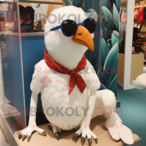 White Pheasant mascot costume character dressed with a Bermuda Shorts and Sunglasses