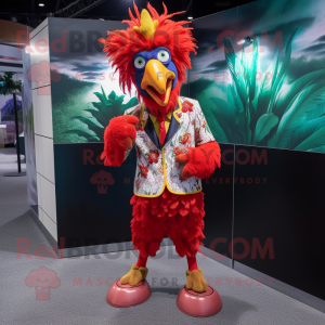 nan Roosters mascot costume character dressed with a Romper and Tie pins