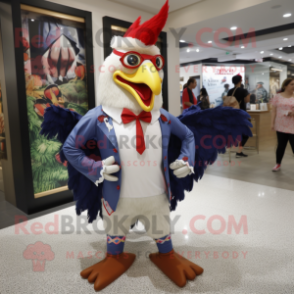 nan Roosters mascot costume character dressed with a Romper and Tie pins