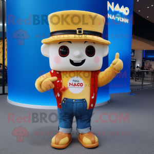 nan Pop Corn mascot costume character dressed with a Bootcut Jeans and Wallets