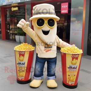 nan Pop Corn mascot costume character dressed with a Bootcut Jeans and Wallets